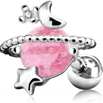OUFER 16G 316L Surgical Steel Cartilage Earring Studs Star Moon Pink Stone Saturn Planet Tragus Earrings Helix Ear Piercing