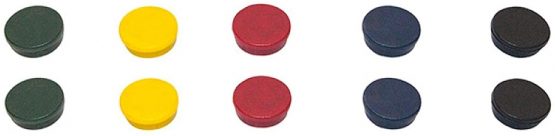 Bi-Silque Bi-Office 20 mm Round Magnet - Assorted Colours (Pack of 10)