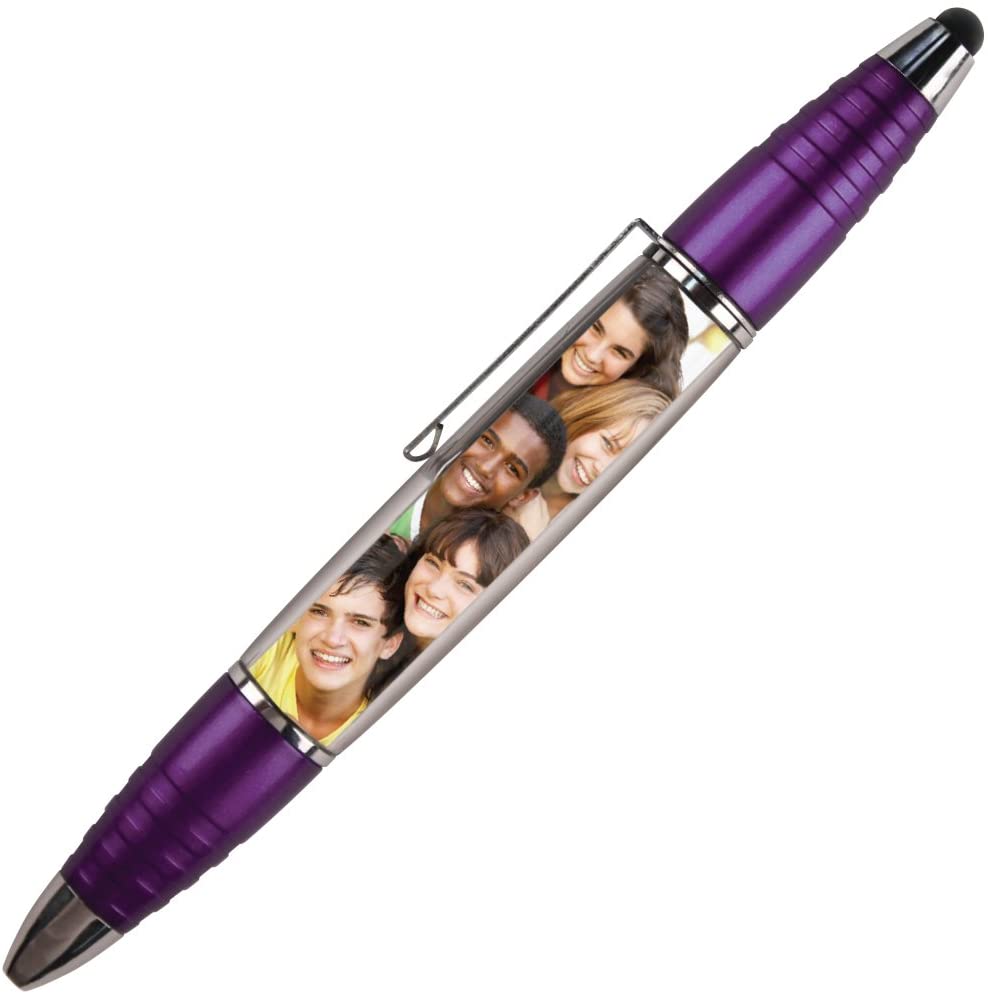 PixStylus 2 in 1 Personalized Pen and Stylus Combo - DIY - Just Insert a Photo or Create Your Own Custom Insert Online - Violet/Purple
