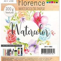Vaessen Creative Florence Watercolour Paper A5, Ivory, 300 GSM, Artist Grade Quality, Textured Surface, 100 Sheets for Painting, Handlettering, Art Projects