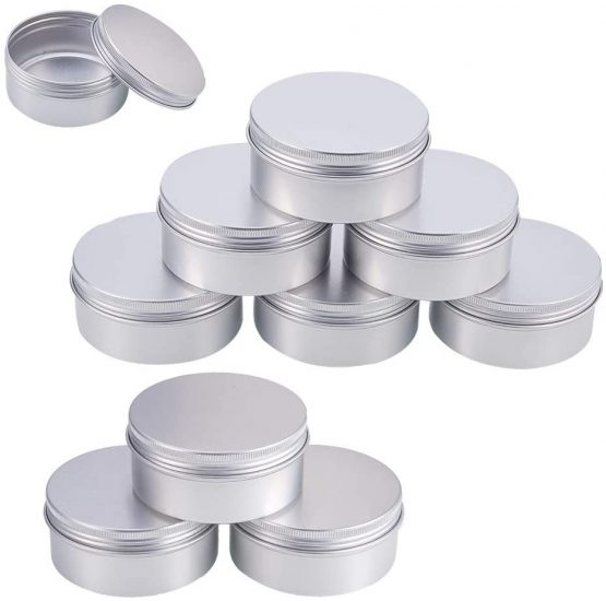 BENECREAT 10 Pcs 150ml Aluminum Tin Jars, Round Aluminum Tin Cans Cosmetic Containers with Screw Cap Lid for DIY Crafts Salve Candle Travel Storage-Platinum