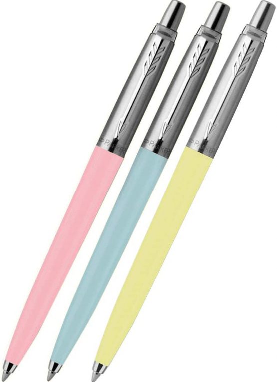 Parker Jotter Originals Ballpoint Pen Pastel Collection | Blue, Yellow & Pink 50s Finishes | Medium Point | Blue Ink | 3 Count - Image 2