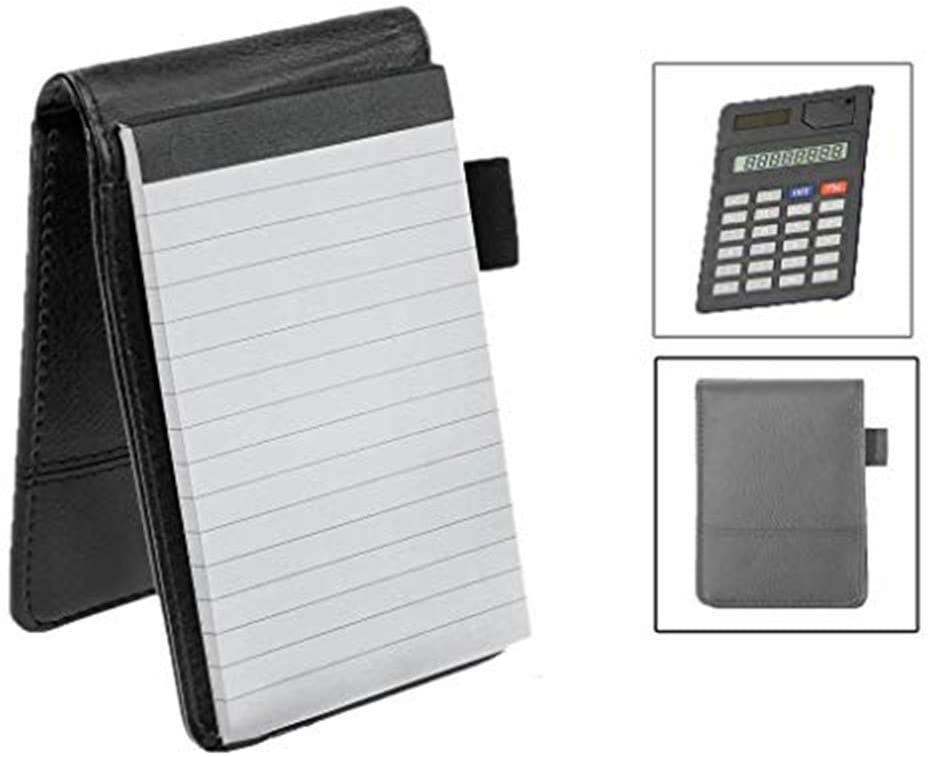 ITODA Quick Notes A7 Portable Notebook PU Leather Pocket Notepad Lined Journal with Calculator Diary Writing Pad Compact Workbook Account Book Personal Planner Memo Pad with Pen Insert