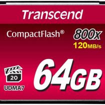 Transcend 64GB CompactFlash 800 Memory Card, Up to 120/60 MB/s, Supports High-Speed Ultra DMA Transfer Mode 7, Ideal for Ultra-High Resolution Full HD and 3D Video Recording TS64GCF800