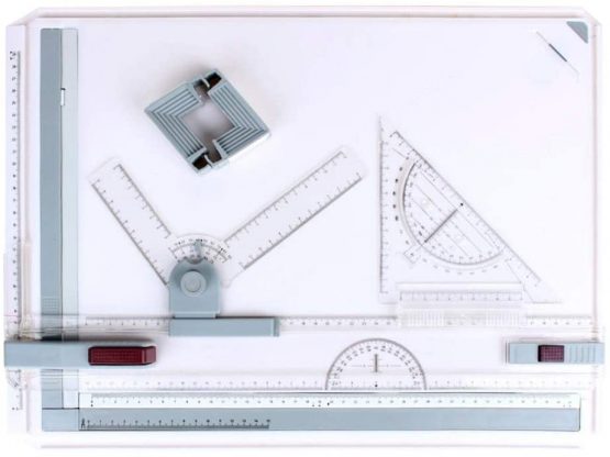 RUNMIND A3 Drawing Board Drafting Table Multifunctional Drawing Board Table with Clear Rule Parallel Motion and Angle Adjustable Measuring System