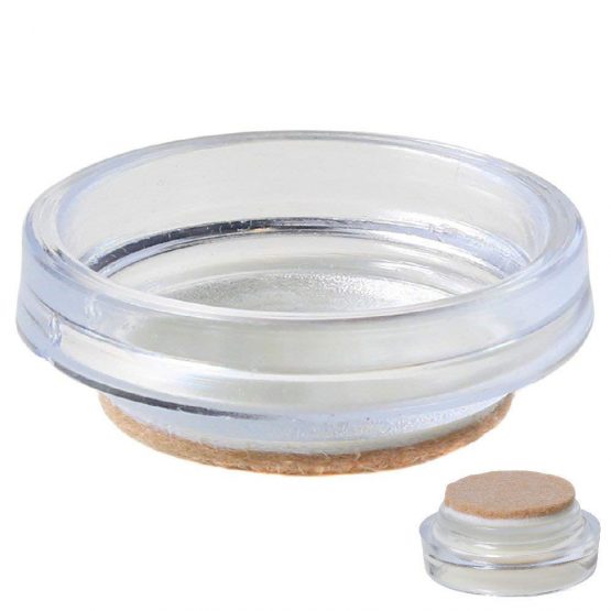Merriway® BH00156 Castor Caster Cups with Felt Pad, Outer Dimension 54 mm (2.1/8 inch) - Small, Clear, Pack of 4