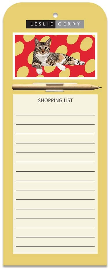Tabby Cat II Magnetic Notepad Shopping List by Leslie Gerry - Cat Gift