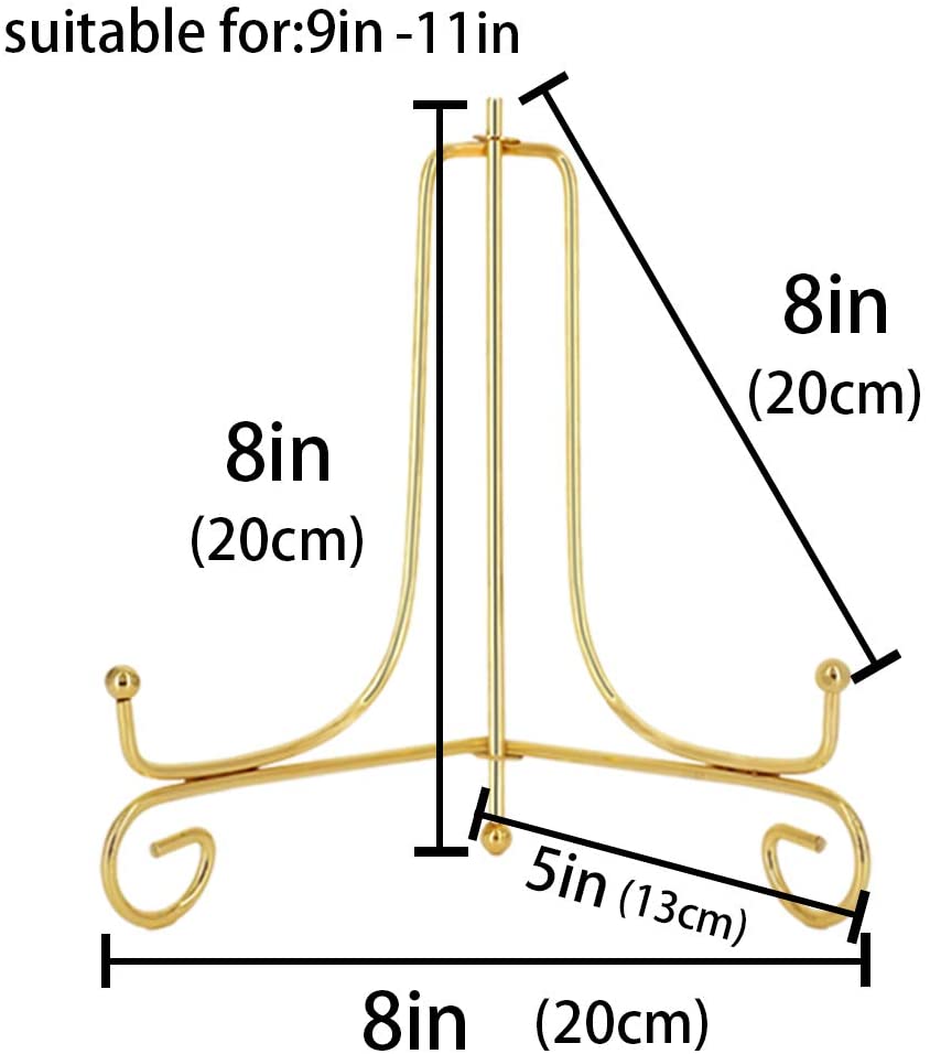 Hetoco 8 Inch Gold Easel Plate Holder Decorative Display Stands for Photo Picture Frames, Decorative Plates - Image 2