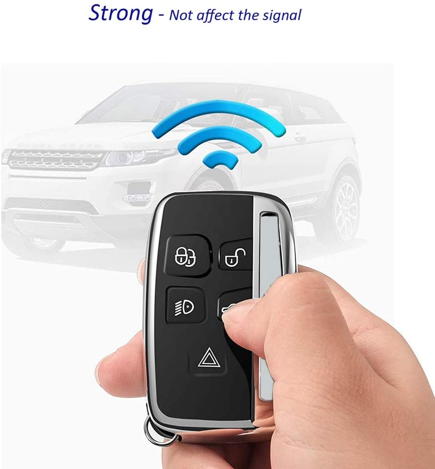 Kelay Soft TPU Key Fob Cover Remote Control Premium Key Protection Case Compatible with Land Rover Discovery Sport Evoque Aurora Jaguar XF XJ XJL XEL XFL F-pace 5 Buttons (blue - Image 2