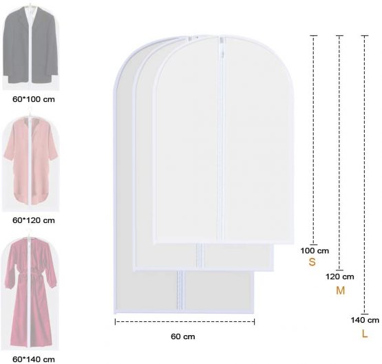 Vicloon Garment Covers, 6Pcs EVA Clothes Cover Bag Waterproof Dustproof With Zipper, Translucent Suit Protector Garment Bags for Clothes Suits Shirts Gowns and Dresses - Image 3