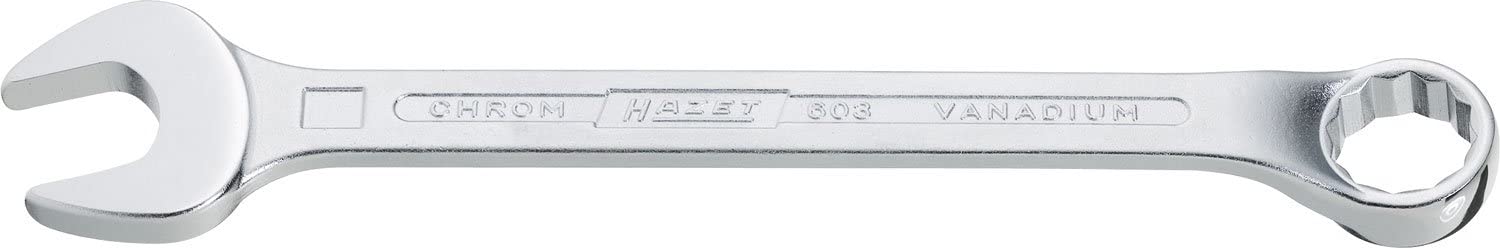 HAZET 603-15 180 mm 12-Point Profile Combination Wrench - Chrome-Plated, 15 mm(Schlüsselweite)