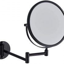 NEWRAIN Mirrors Wall Mounted with 3x Magnification and Normal 8-Inch Double-sided Round Bathroom Vanity Mirror Swivel,Extendable and Black Finished for Home, Spa and Hotel