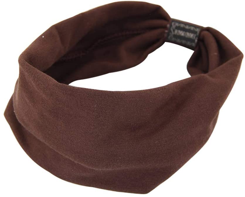 KAEHA SUN-071-20 Scarf Head Band for Straight Hair Colour Bow Tie Wide Brim Headband, Brown