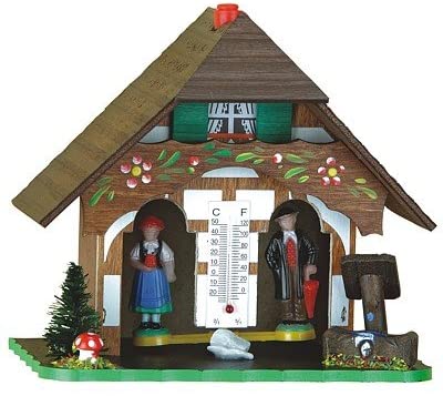 German Black Forest weather house TU 817, Brown, Green, Normal