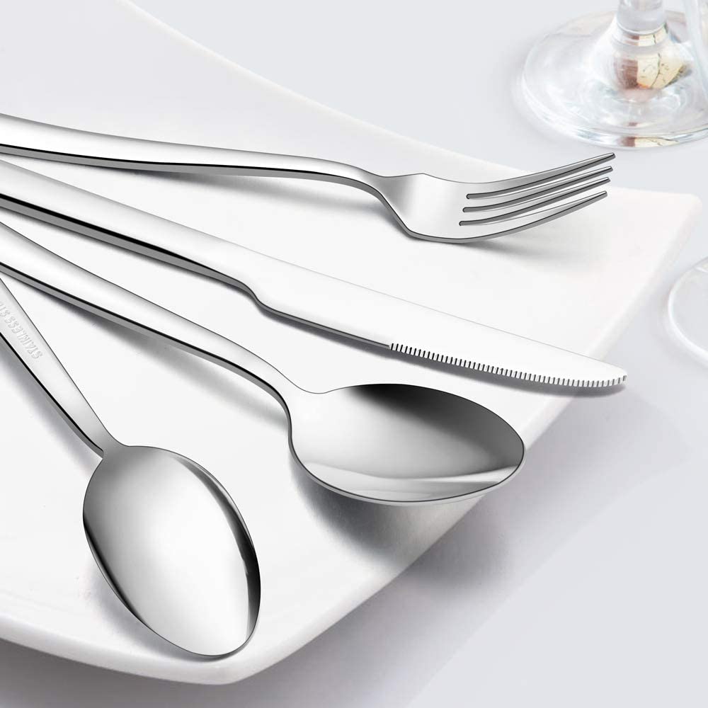 Cutlery Set, Stainless Steel 24 Piece Flatware Silverware Set for 6, Knife Fork Spoon Set Ideal for Home/Camping/Party - Image 4