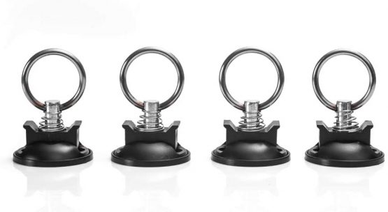 Oldbones 1.86" L Track Tie Down System Kits Round Anchor Point Tie Down Kit Quick Release Tie Down Anchor -4Packs in Black - Image 2