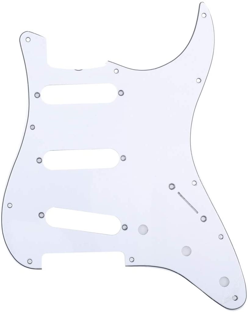 Musiclily Pro 11-Hole 62 Vintage Style Strat SSS Pickguard for American Stratocaster 62, 3Ply White