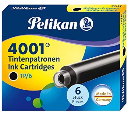 Pelikan 4001 Box of 10 Packs of 6 Ink Cartridges TP/6 Glossy Black, Noir brillant