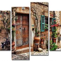 4 Panel Italian Rustic Tuscan Wall art Tuscany Wall Painting The Picture Print On Canvas Architecture Pictures Modern Artwork For Living Room Dinning Room Home Decor Decoration Gift