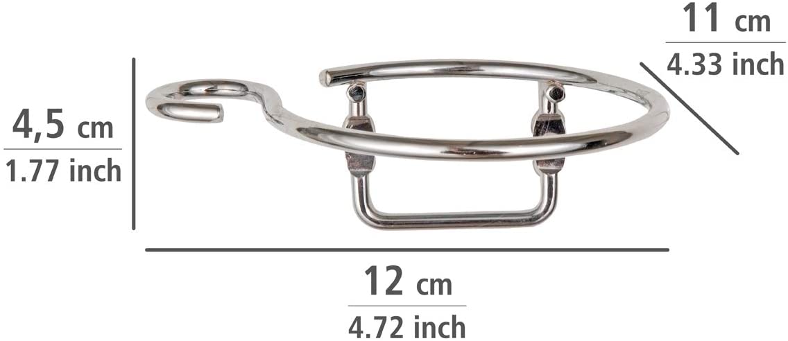 Wenko 18280100 Hair dryer holder Milano with cable holder, for wall mounting Metal Steel, 12 x 4.5 x 11 cm, Chrome - Image 4