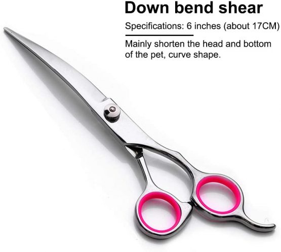 AILOVA Curved Dog Scissors, Pet Gromming Curved Scissors 6" Stainless Steel Dog Cat Cutting Hair Scissors Down Curved Scissors - Image 3