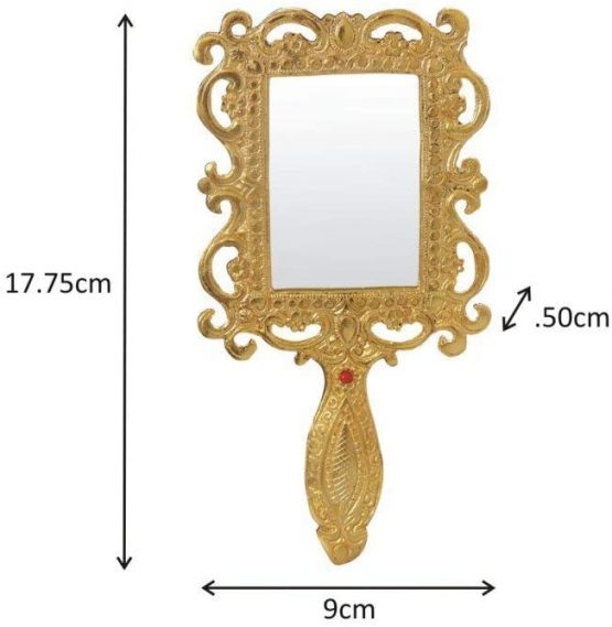 Garden Of Arts Aluminium Metal golden Antiqe Style Hand Mirror - Image 2
