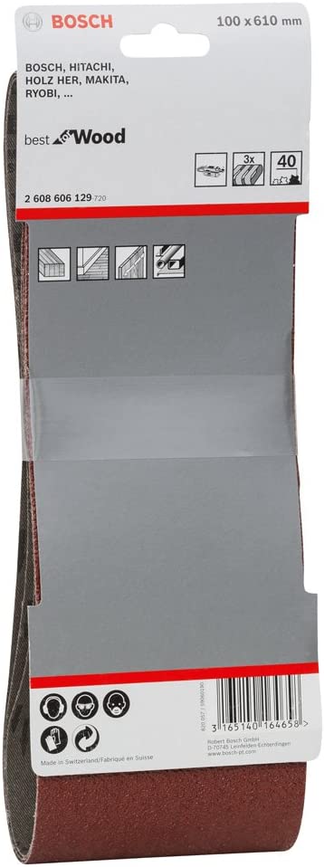 Bosch 3x X440 Best for Wood and Paint Sanding Belt (for Wood Paint, Chipboard, 100 x 610 mm, Grit 40 - Image 2
