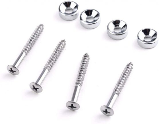 Musiclily Electric Guitar Bass Neck Joint Bushings & Bolts,Chrome (4 Pieces)