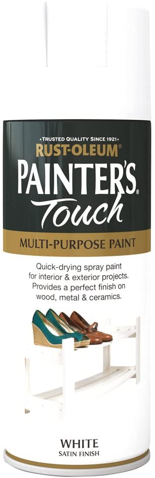 Rust-Oleum AE0050002E8 400ml Painters' Touch Spray Paint - Satin White (Packaging may vary), 400 ml (Pack of 1)