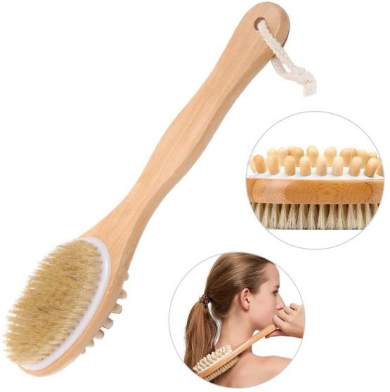 Body Brush Back Scrubber In Bamboo Bath Brush With Long Handle