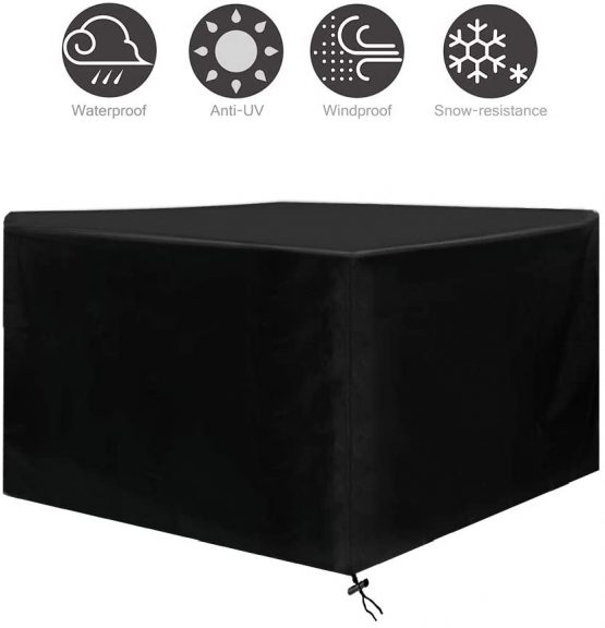 Osarke Garden Furniture Covers Waterproof Square Outdoor Furniture Cover for Table Chairs Rattan Furniture Covers Protective Patio Furniture Cover 420D Oxford Black 135 X 135X 75cm