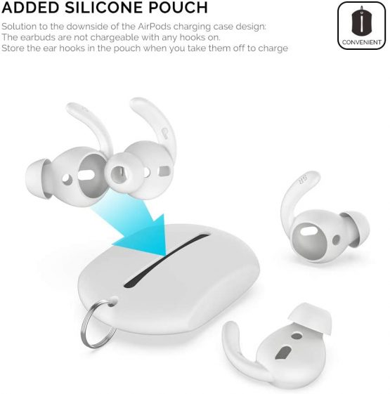 AHASTYLE AirPods Ear Hooks Covers 2 Pairs Silicone Antislip Earbuds Tips [Sound Quality Enhancement] for Apple AirPods 2 & 1 or EarPods (Small & Small, Clear) - Image 4