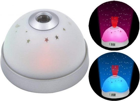 Cisixin Digital LCD Snooze Projection Alarm Clock Colourful LED Change Star Starry Sky Night Light Projector Magic Bedside Table Clock for Kids