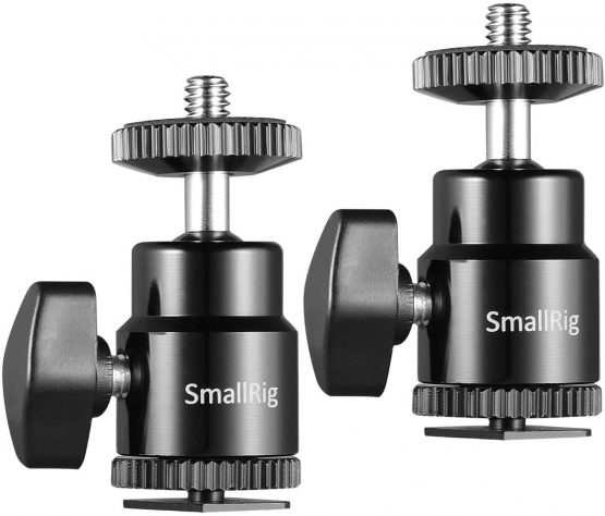 SMALLRIG Ball Head Mount (2 Pack) with Cold Shoe Adapter for Light Stand DSLR Camera Tripod- 2059