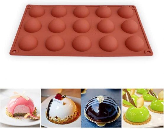 homEdge Small 15-Cavity Semi Sphere Silicone Mold, 3 Packs Baking Mold for Making Chocolate, Cake, Jelly, Dome Mousse - Image 2