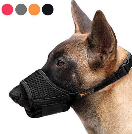 HEELE Dog Muzzle Breathable Mesh and Durable Nylon Dog Muzzle with Adjustable Loop and Soft Pad Dog Training Muzzle Prevent for Barking Biting and Chewing (Black, S)