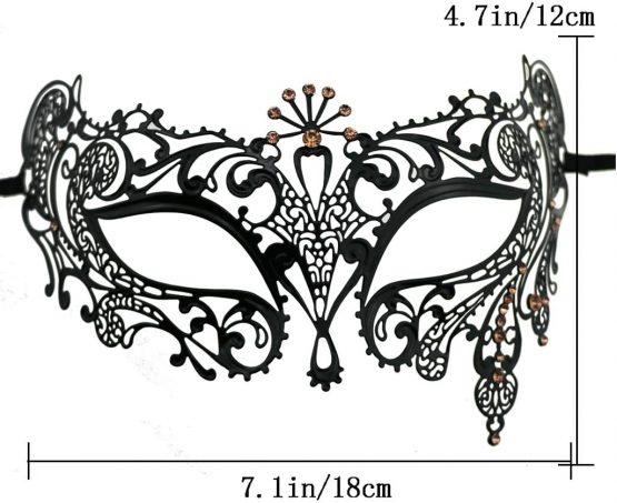 Thmyo Halloween Mask Mask Laser Cut Metal Women's Masquerade Mask Venetian Mask (Black+champagne) - Image 4