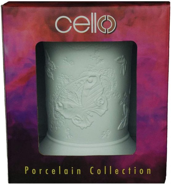 Cello Z8312 Straight Electric Melt Burner Silk Wings Design, Bundled with 1 pack of 3 Summer Berry Wax Medallions, White - Image 2