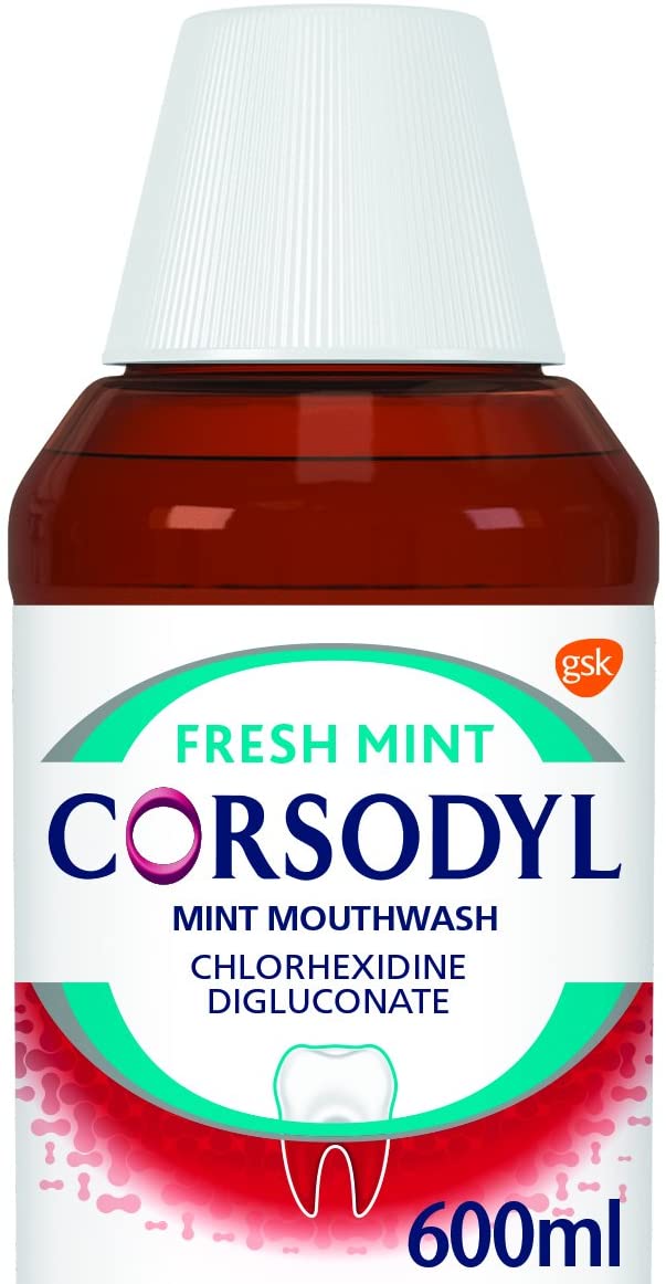 Corsodyl Mouthwash Mint, Gum Disease & Bleeding Gum Treatment Mouthwash, 600 ml