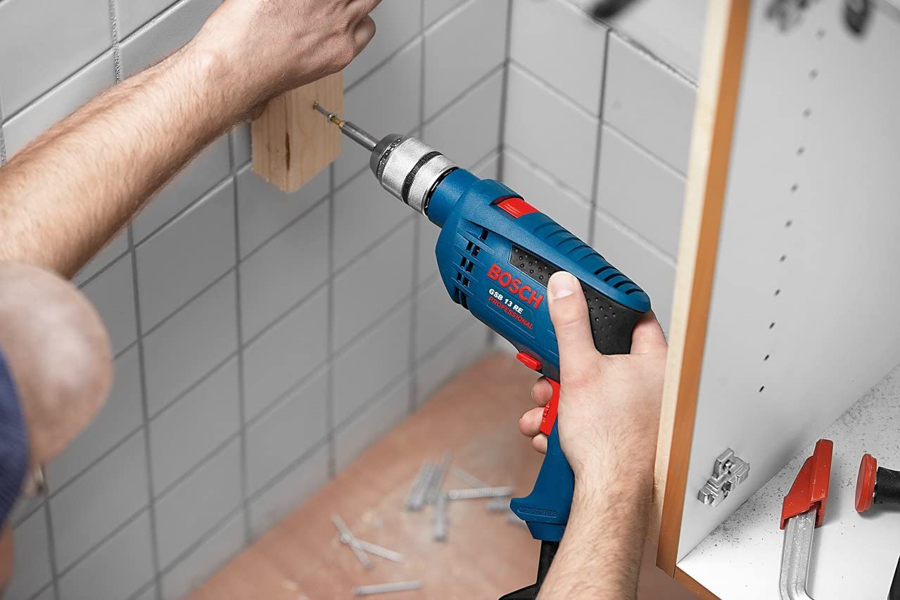 Bosch Professional Corded Impact Drill GSB 13 RE (240V, 600W, incl. Depth stop 210 mm, Keyless chuck 13 mm) - Image 4