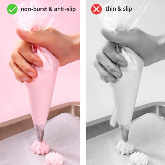 205 Pcs Clear Plastic Pastry Icing Bag Set,200 Pcs 12 inch Piping Bag+4 Icing Bag Ties+1 Icing Smoother,Fit All Nozzles & Couplers,for Cake Decoration, Cookies, Dessert - Image 3