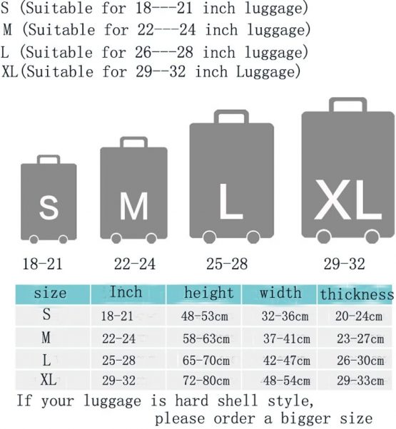 Metyou Travel Suitcase Cover Protector Washable Dust Zipper Protective 18-32 Inch - Image 3