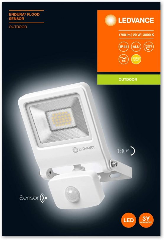 Floodlight LED: for wall, ENDURA© FLOOD Sensor Warm White / 20 W, 220…240 V, beam angle [calc.]: 120°, Warm White, 3000 K, body material [calc.]: aluminum, /, 1-pack - Image 3