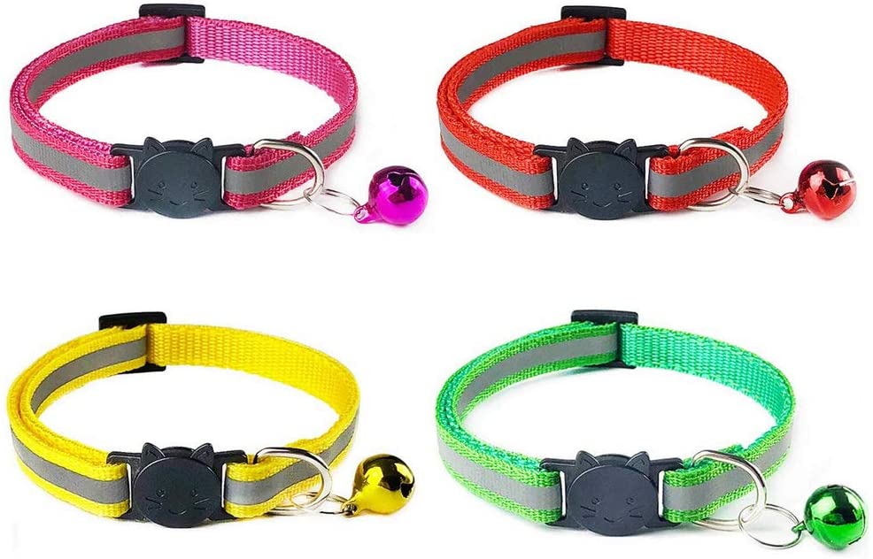 kuou 12PCS Reflective Cat Collars, Cat Breakaway Collar Safe Quick