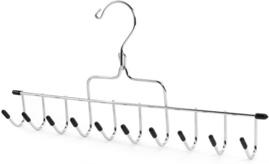CHROME ACCESSORY & JEWELLERY HANGER - Hang flat against a wall or door or use in Wardrobe - TIE, SCARF, BELT COAT HANGER