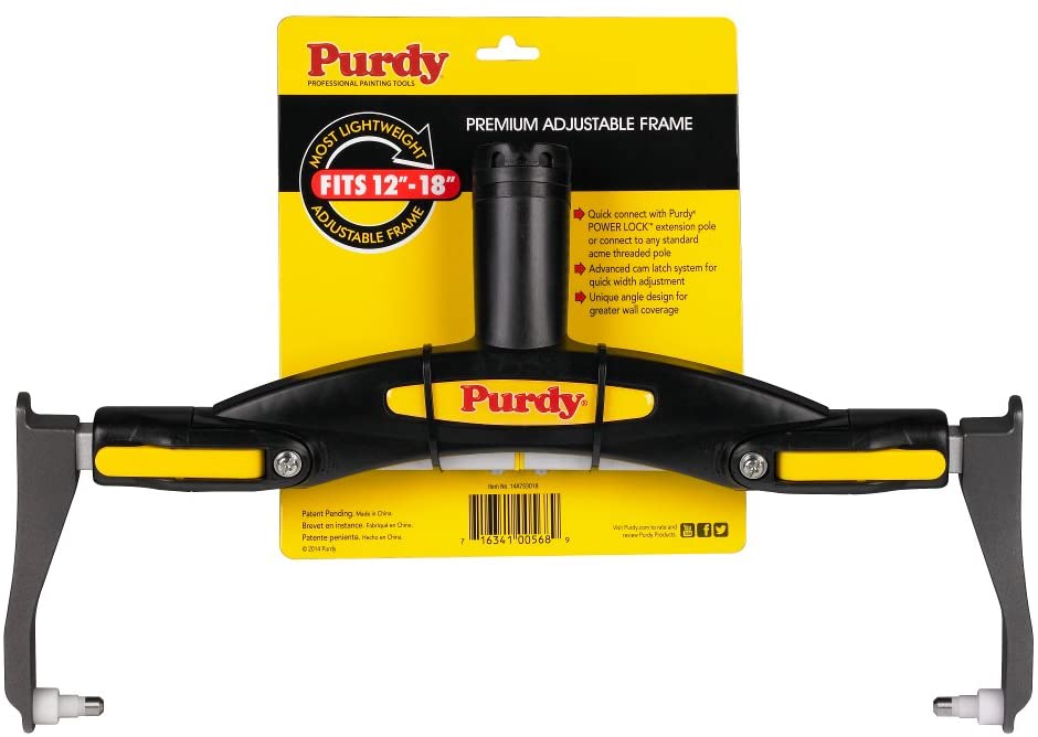 Purdy 753018 12-Inch to 18-Inch Adjustable Paint Roller Fram, Black,yellow