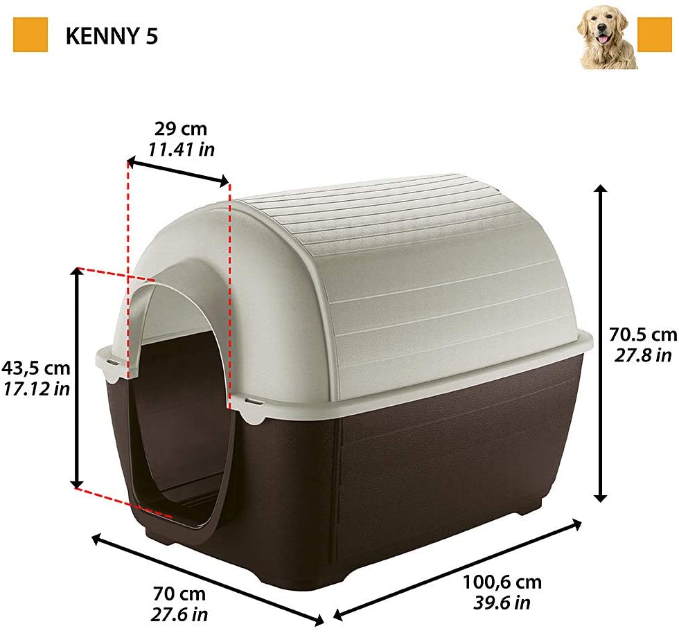 Ferplast Outdoor Dog Kennel Kenny 05 Dog House Made of Impact and UV-Resistant thermoplastic Resin, Liquid Drain System - Image 2