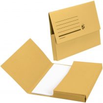 5 Star Office Document Wallet Half Flap 285gsm Capacity 32mm Foolscap Yellow [Pack 50]