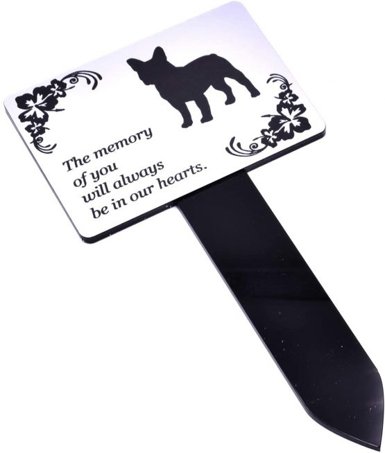 OriginDesigned Dog Memorial Plaque Stake SILVER and Black - Outdoor Garden Waterproof (French Bulldog) - Image 3