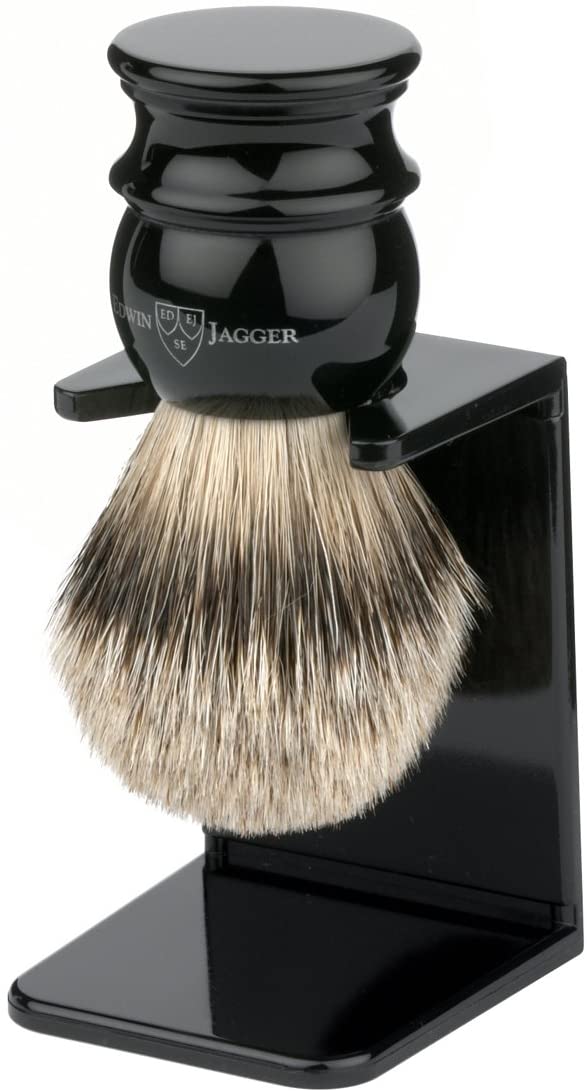 Edwin Jagger Silvertip Badger With Drip Stand - Large, Imitation Ebony